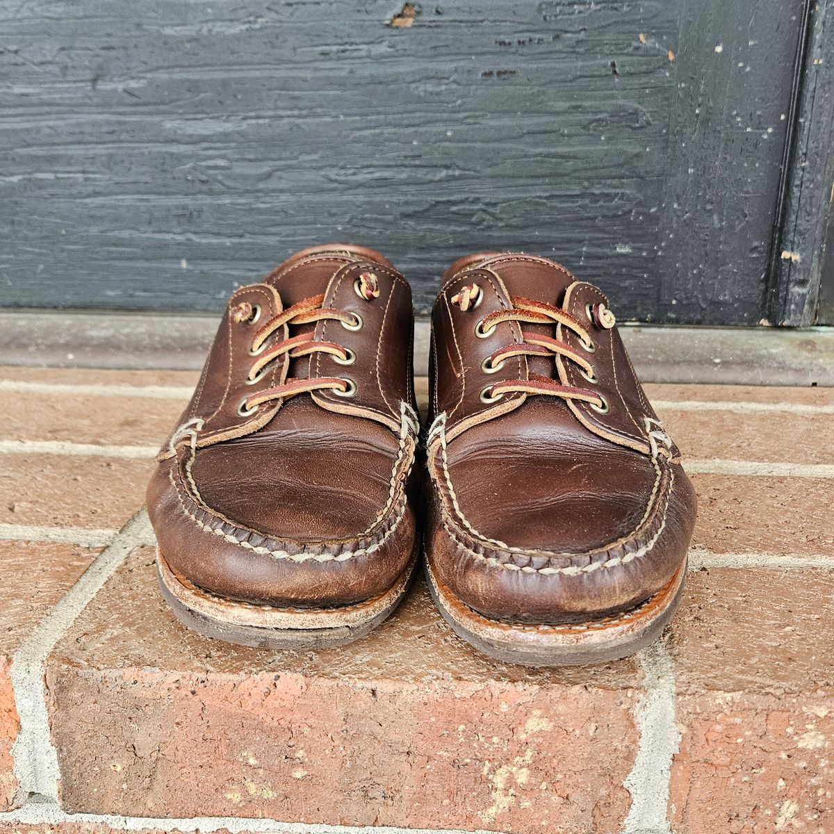 Photo by bars_grover23 on December 5, 2025 of the Rancourt & Co. Baxter Ranger Moc in Horween Carolina Brown Chromexcel.