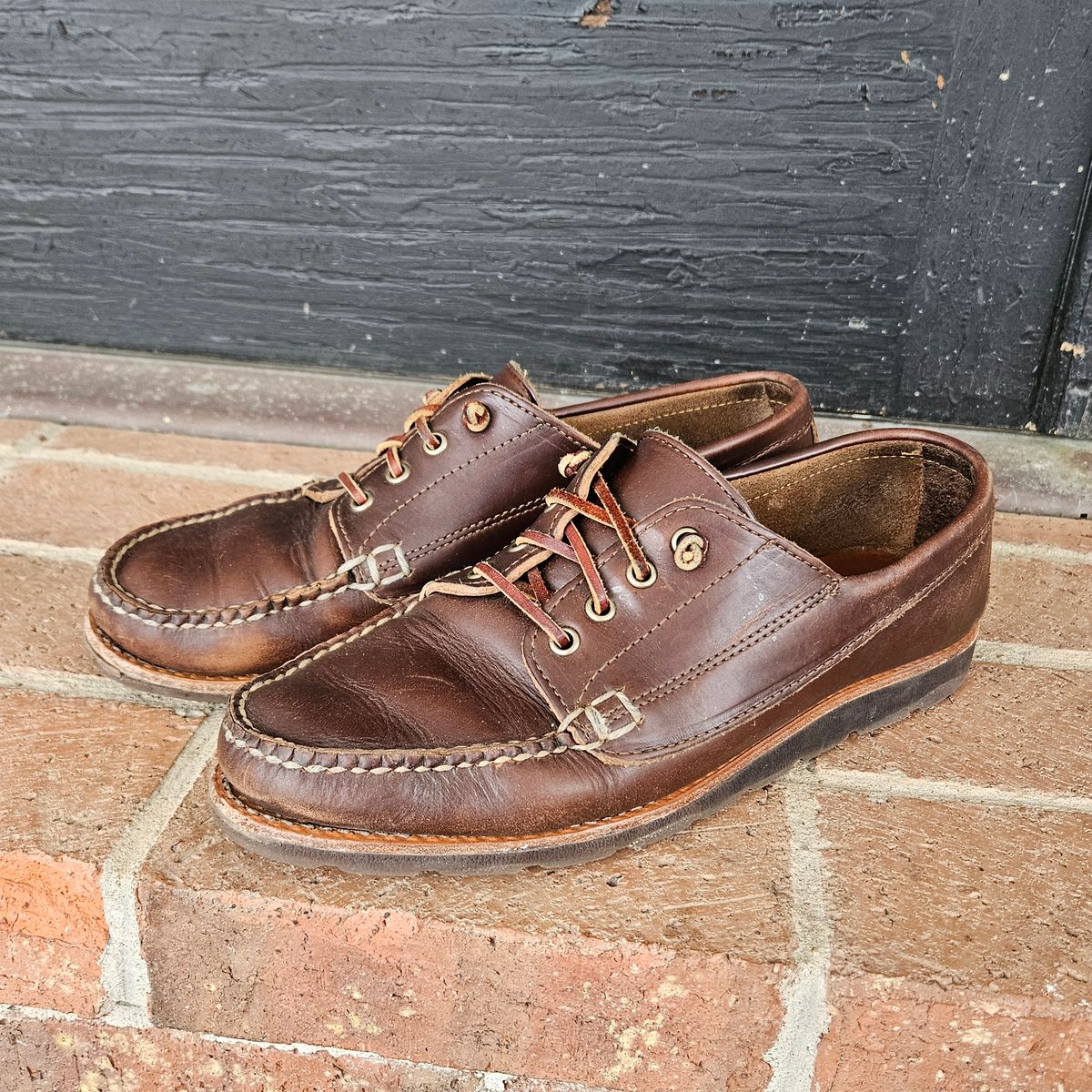 Photo by bars_grover23 on December 5, 2025 of the Rancourt & Co. Baxter Ranger Moc in Horween Carolina Brown Chromexcel.