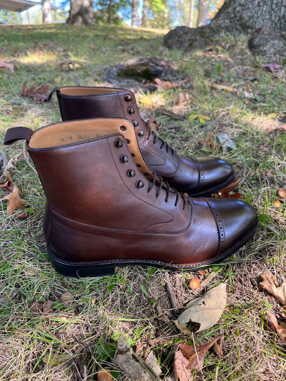 Photo by bars_grover23 on October 2, 2023 of the Beckett Simonon Elliot Balmoral Boots in Gruppo Mastrotto Brown Full-Grain Calfskin.