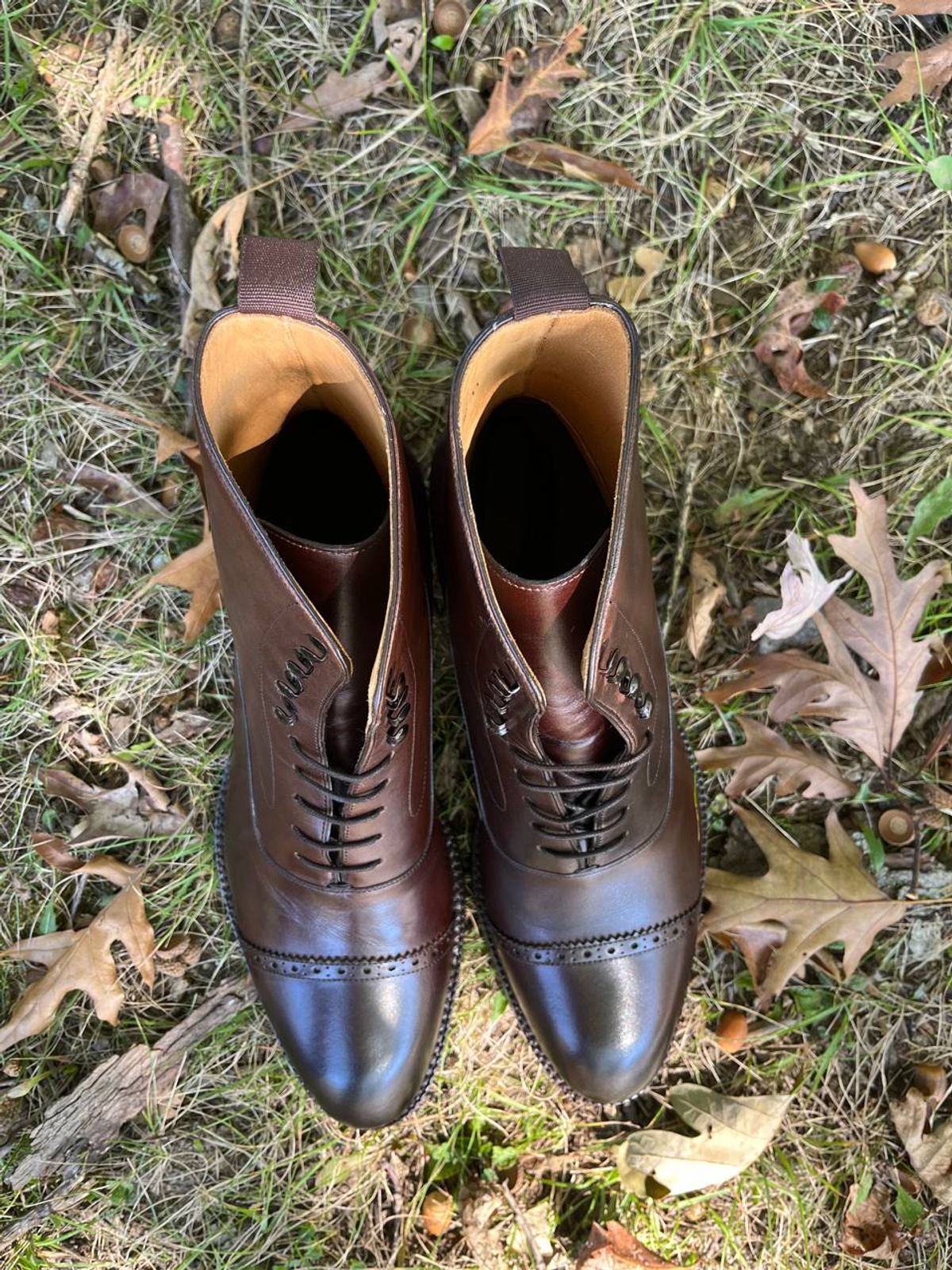 Photo by bars_grover23 on October 2, 2023 of the Beckett Simonon Elliot Balmoral Boots in Gruppo Mastrotto Brown Full-Grain Calfskin.