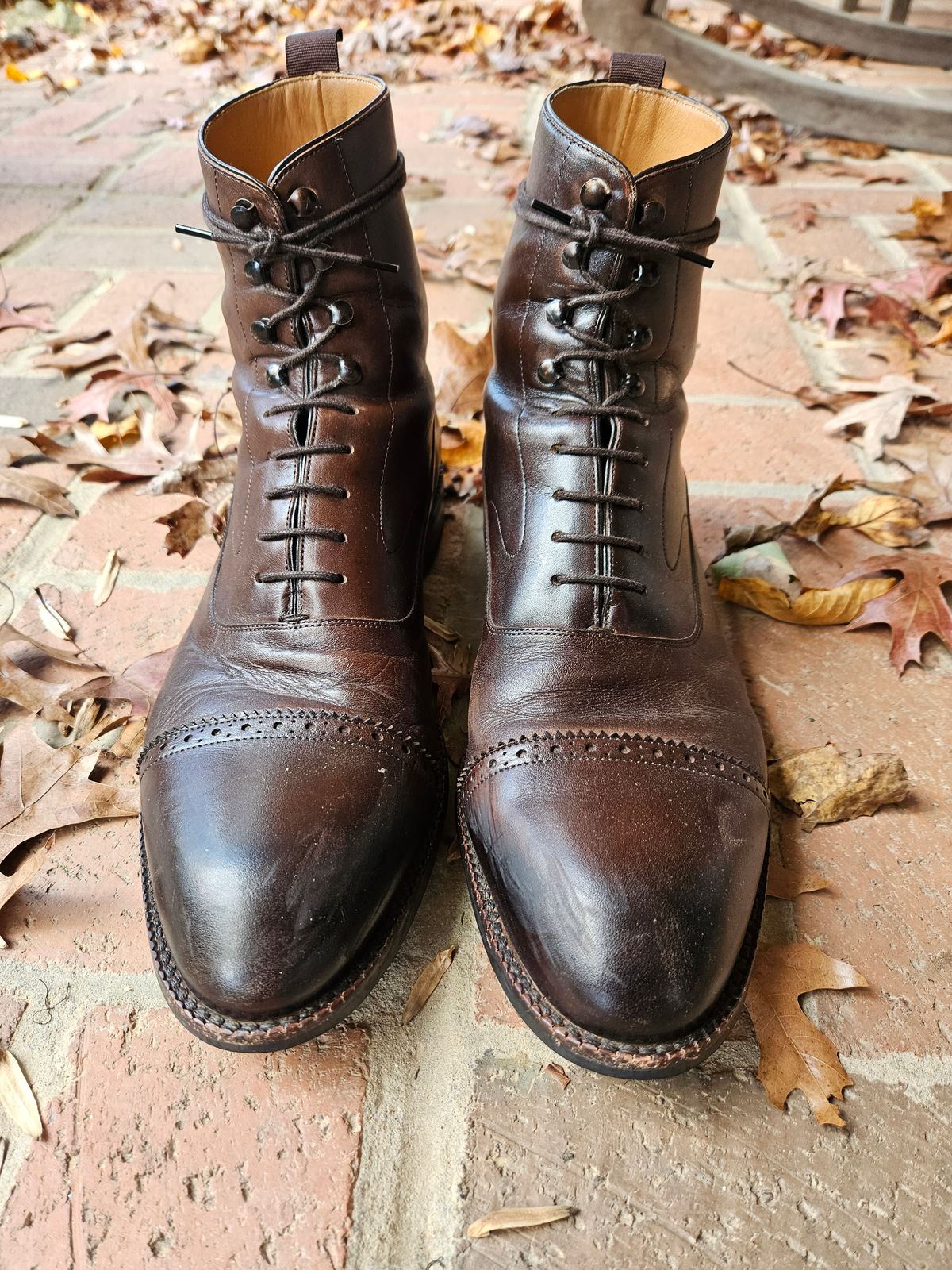 Photo by bars_grover23 on November 4, 2023 of the Beckett Simonon Elliot Balmoral Boots in Gruppo Mastrotto Brown Full-Grain Calfskin.