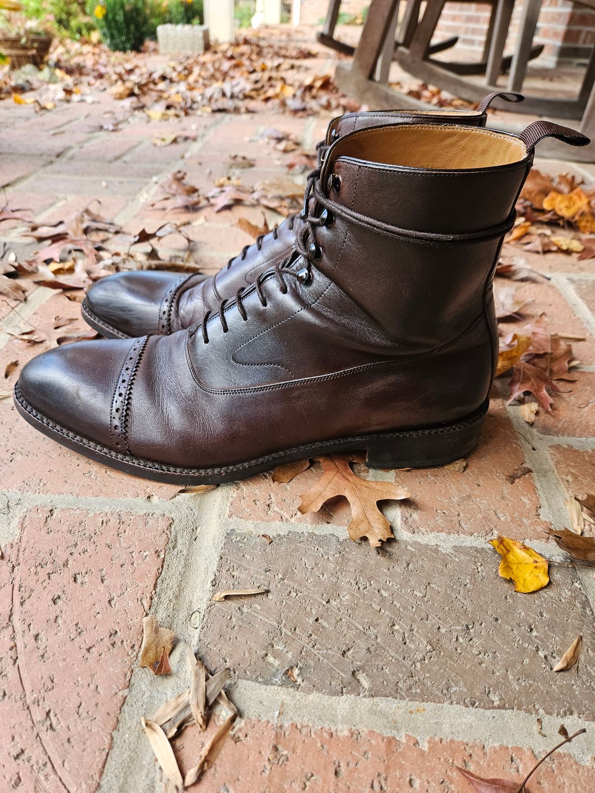 Photo by bars_grover23 on November 4, 2023 of the Beckett Simonon Elliot Balmoral Boots in Gruppo Mastrotto Brown Full-Grain Calfskin.