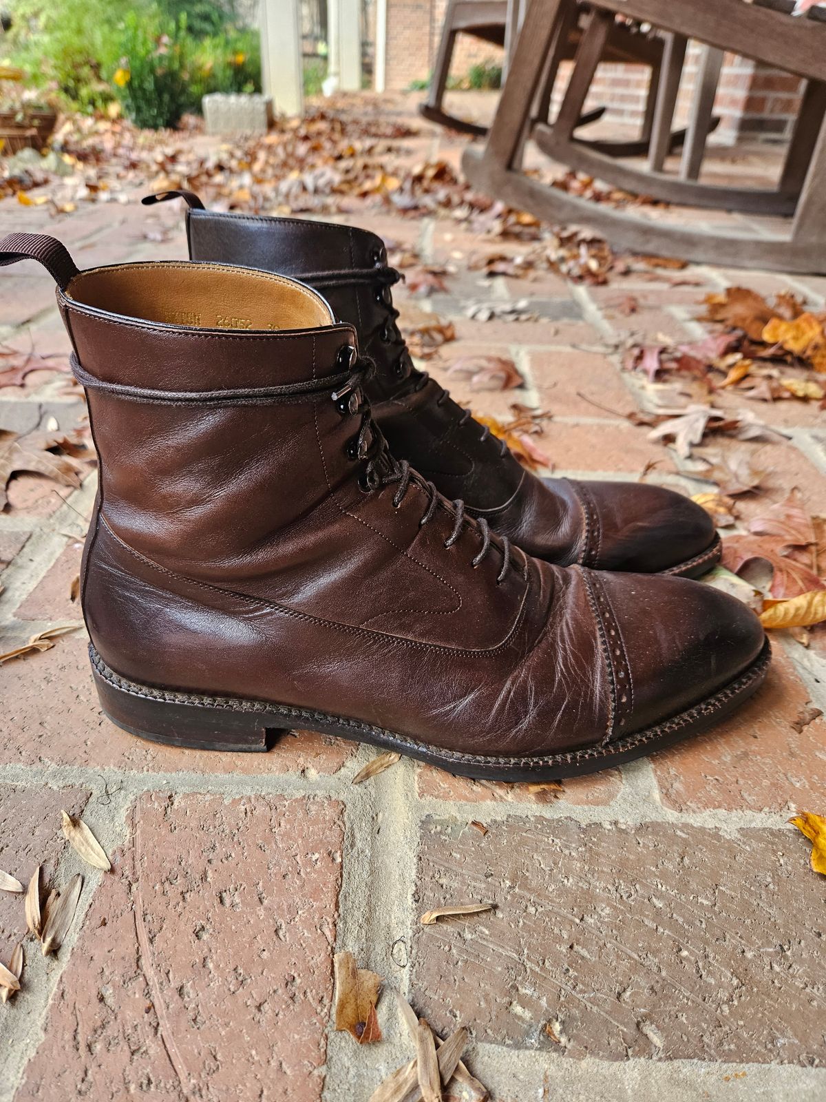 Photo by bars_grover23 on November 4, 2023 of the Beckett Simonon Elliot Balmoral Boots in Gruppo Mastrotto Brown Full-Grain Calfskin.