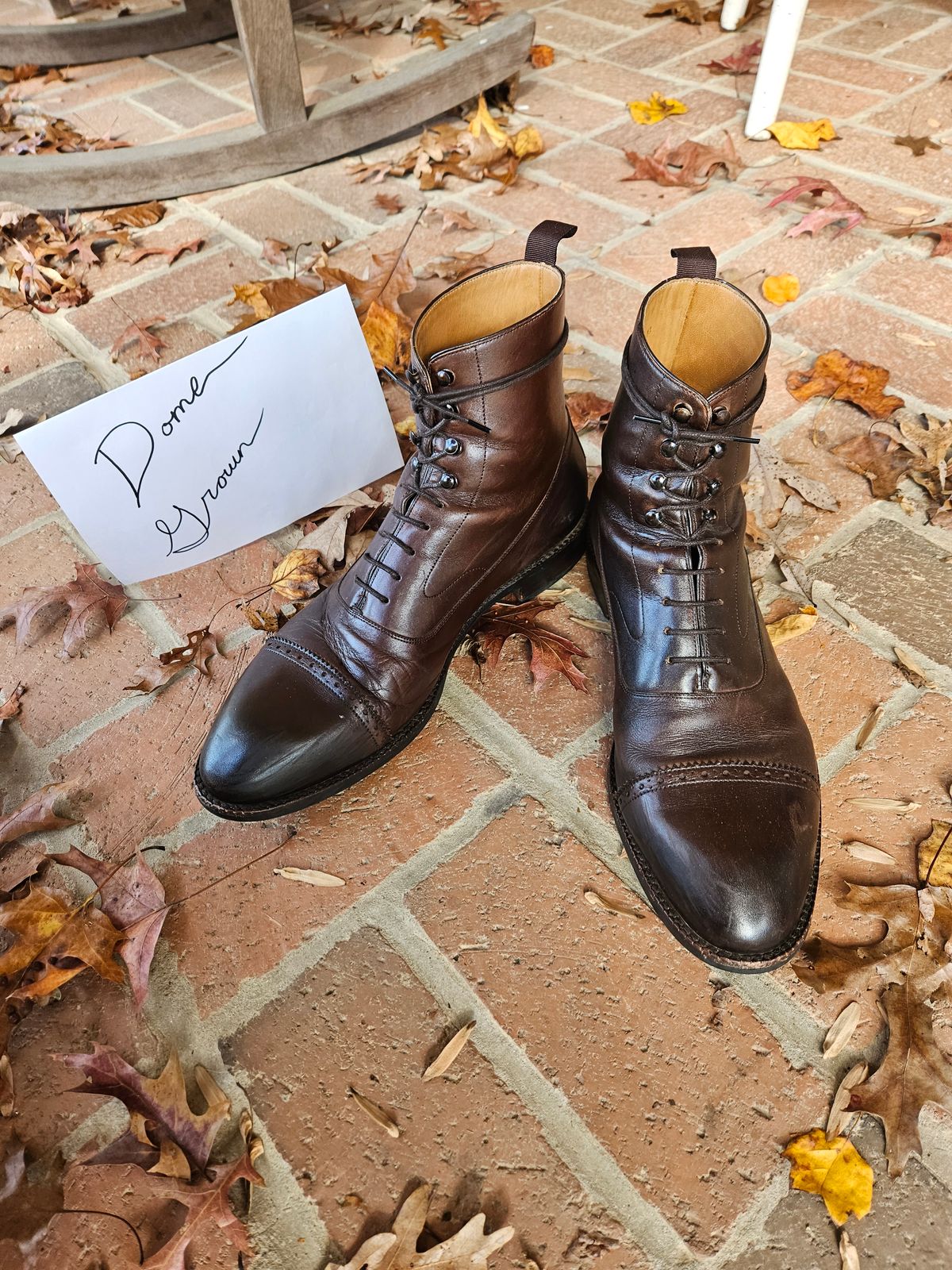 Photo by bars_grover23 on November 4, 2023 of the Beckett Simonon Elliot Balmoral Boots in Gruppo Mastrotto Brown Full-Grain Calfskin.