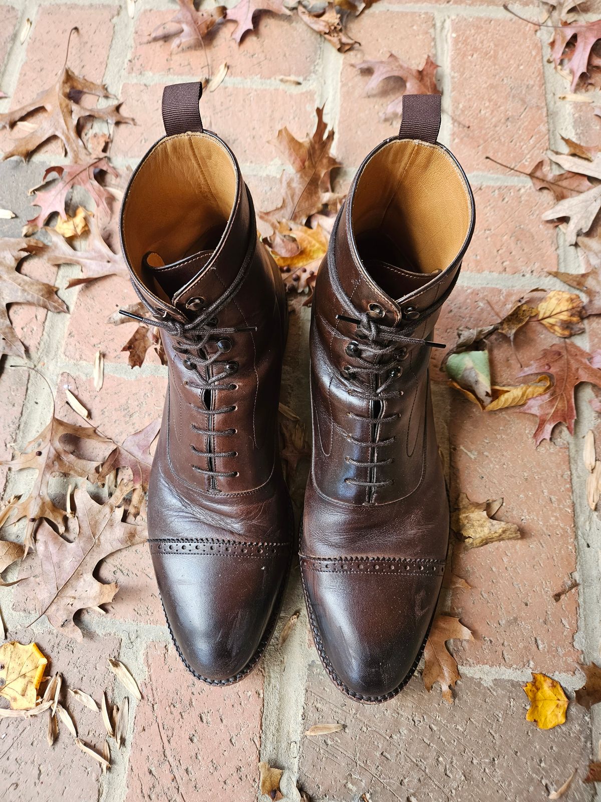 Photo by bars_grover23 on November 4, 2023 of the Beckett Simonon Elliot Balmoral Boots in Gruppo Mastrotto Brown Full-Grain Calfskin.