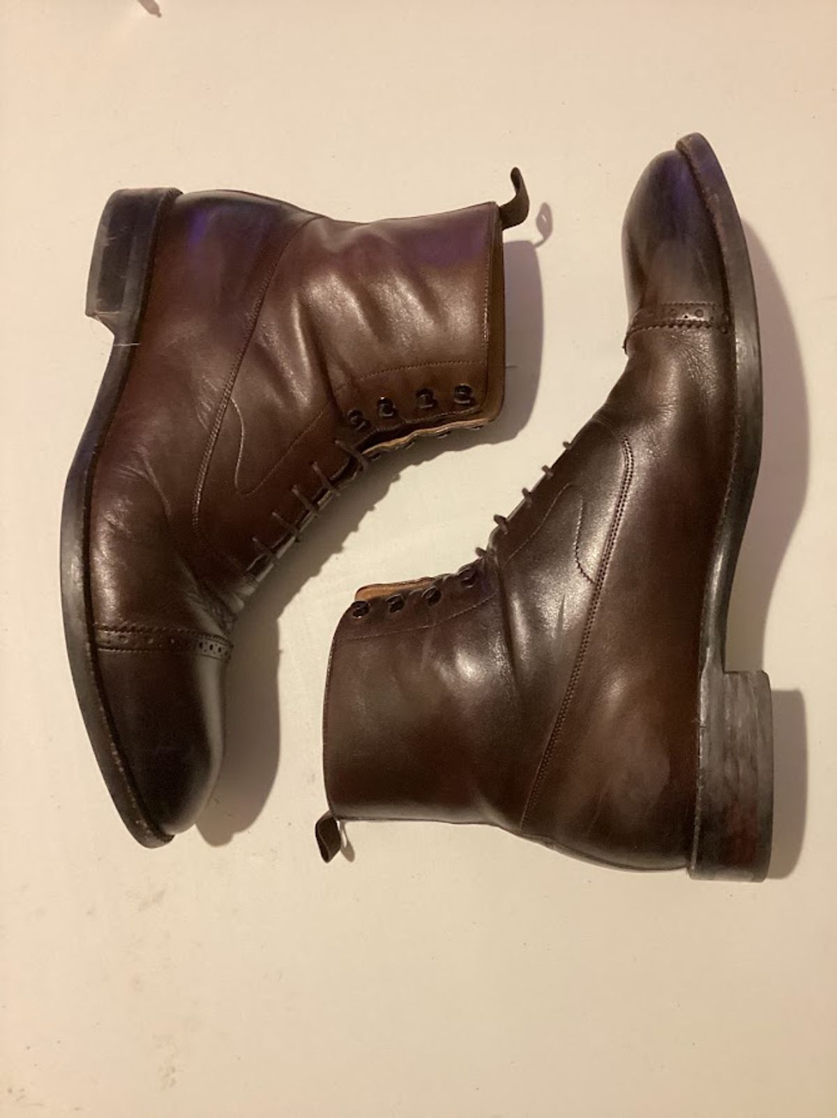 Photo by bars_grover23 on December 6, 2023 of the Beckett Simonon Elliot Balmoral Boots in Gruppo Mastrotto Brown Full-Grain Calfskin.