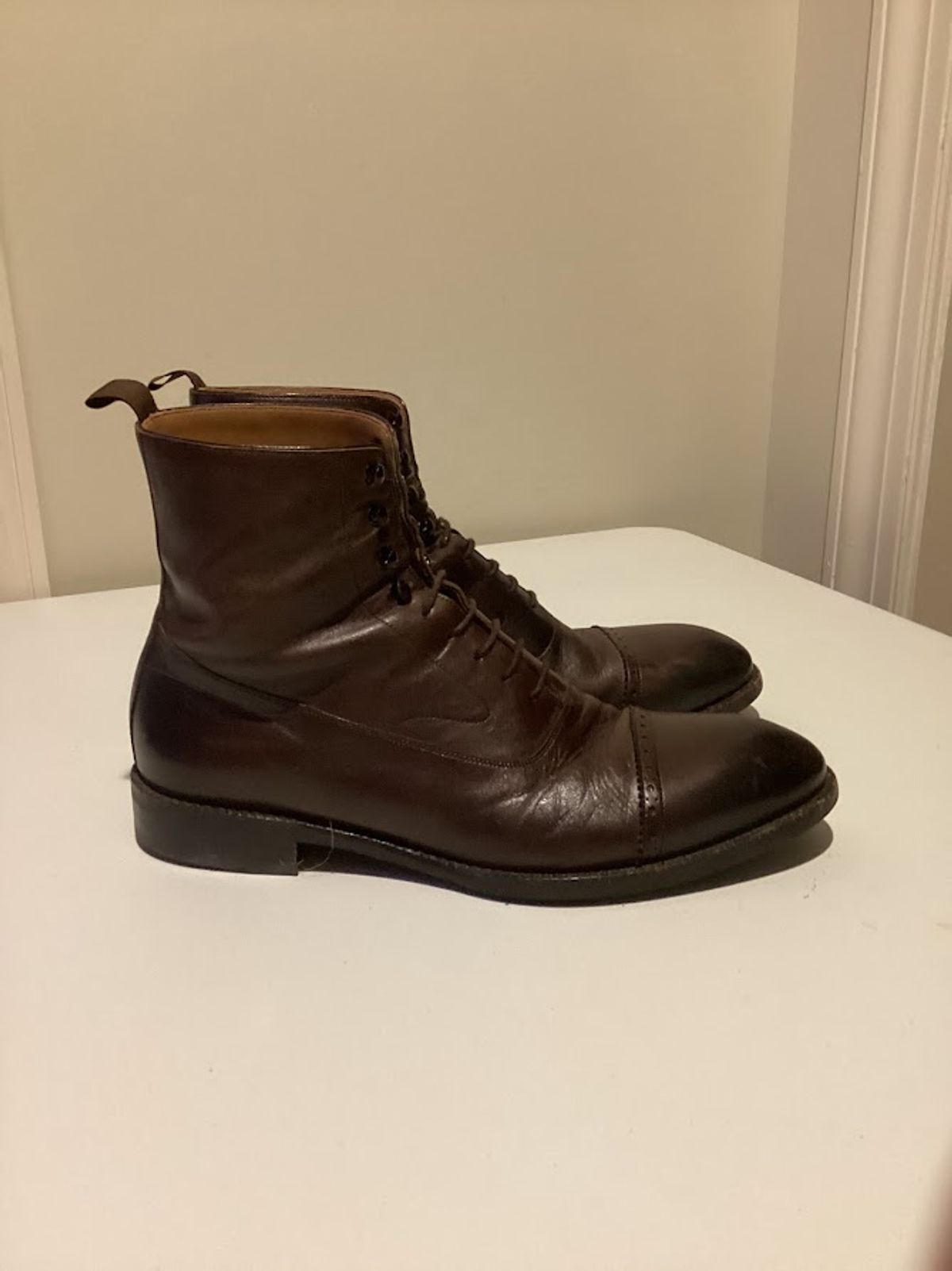 Photo by bars_grover23 on December 6, 2023 of the Beckett Simonon Elliot Balmoral Boots in Gruppo Mastrotto Brown Full-Grain Calfskin.