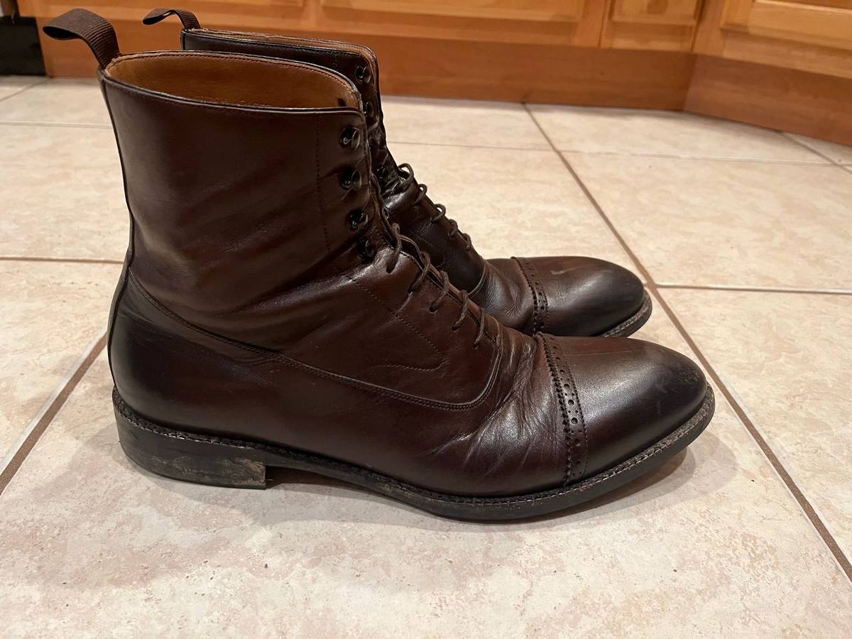 Photo by bars_grover23 on January 6, 2024 of the Beckett Simonon Elliot Balmoral Boots in Gruppo Mastrotto Brown Full-Grain Calfskin.