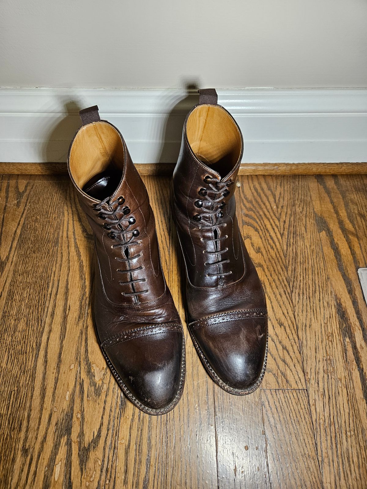 Photo by bars_grover23 on February 6, 2024 of the Beckett Simonon Elliot Balmoral Boots in Gruppo Mastrotto Brown Full-Grain Calfskin.