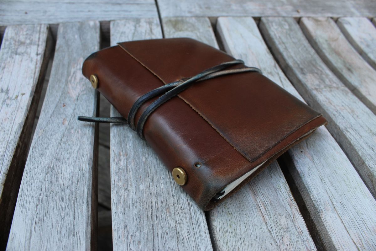 Photo by bars_grover23 on April 4, 2026 of the Self-Made Daily Driver Journal in Seidel Natural Double Shot & Horween Orange Predator.