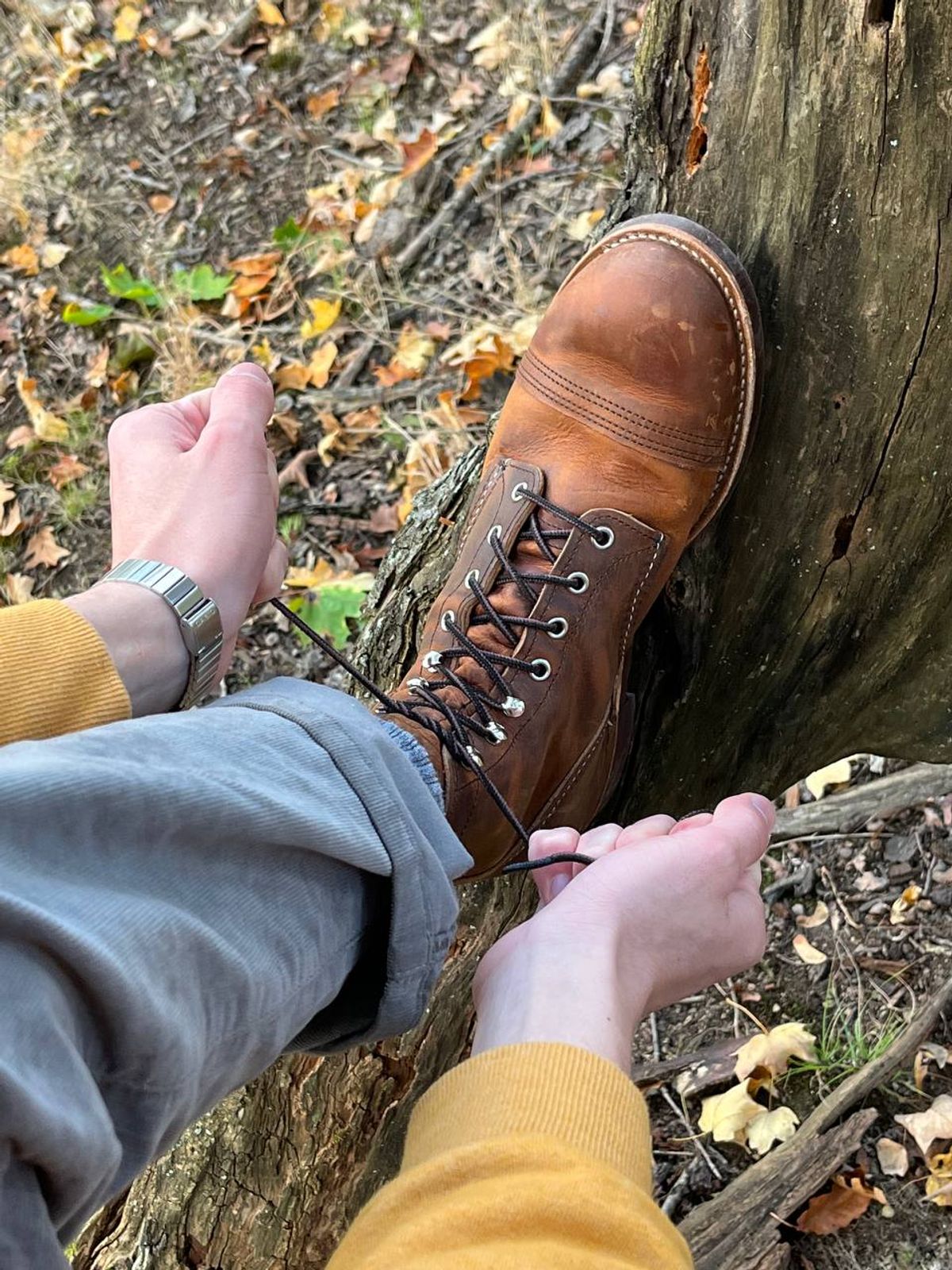 Photo by bars_grover23 on October 8, 2023 of the Red Wing Iron Ranger in S.B. Foot Copper Rough and Tough.