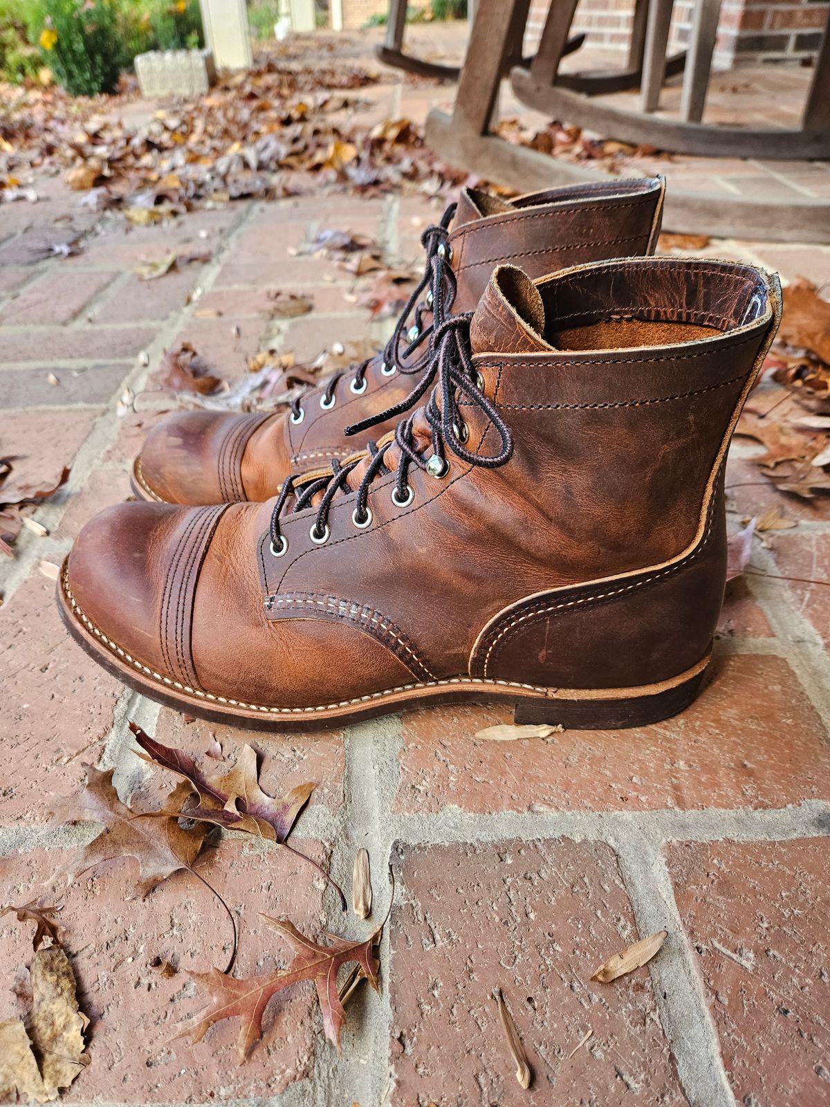 Photo by bars_grover23 on November 4, 2023 of the Red Wing Iron Ranger in S.B. Foot Copper Rough and Tough.