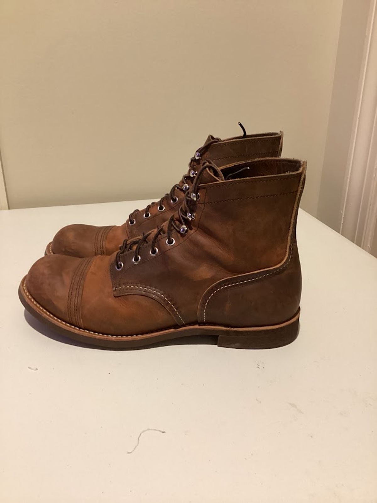 Photo by bars_grover23 on December 6, 2023 of the Red Wing Iron Ranger in S.B. Foot Copper Rough and Tough.