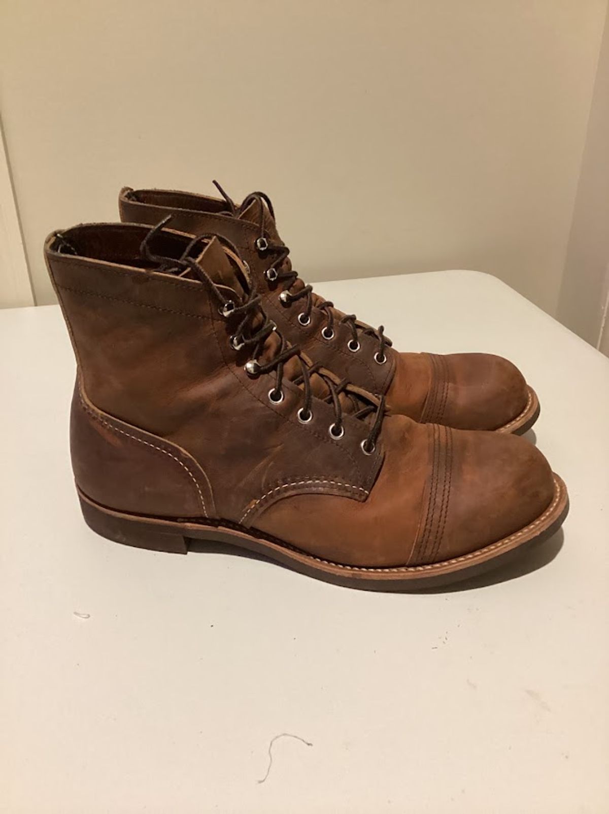 Photo by bars_grover23 on December 6, 2023 of the Red Wing Iron Ranger in S.B. Foot Copper Rough and Tough.