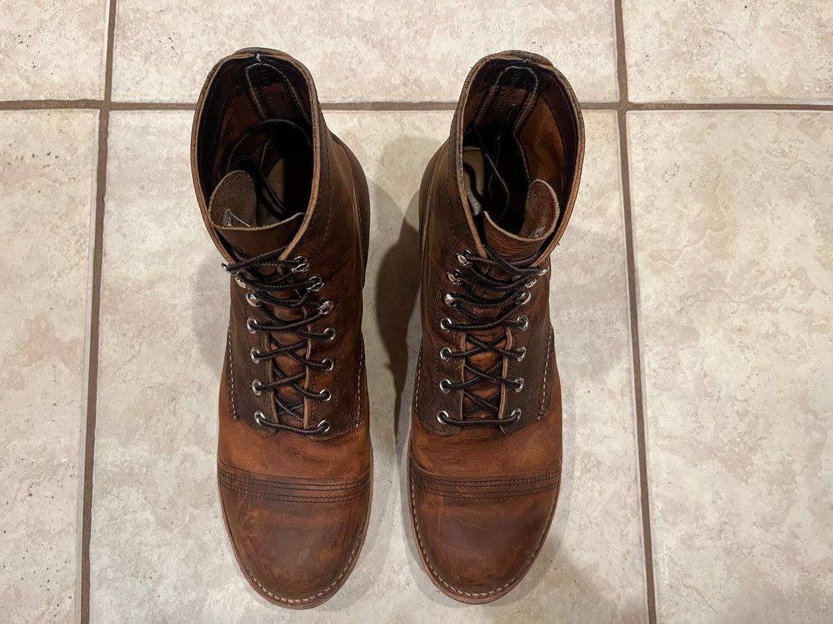 Photo by bars_grover23 on January 6, 2024 of the Red Wing Iron Ranger in S.B. Foot Copper Rough and Tough.