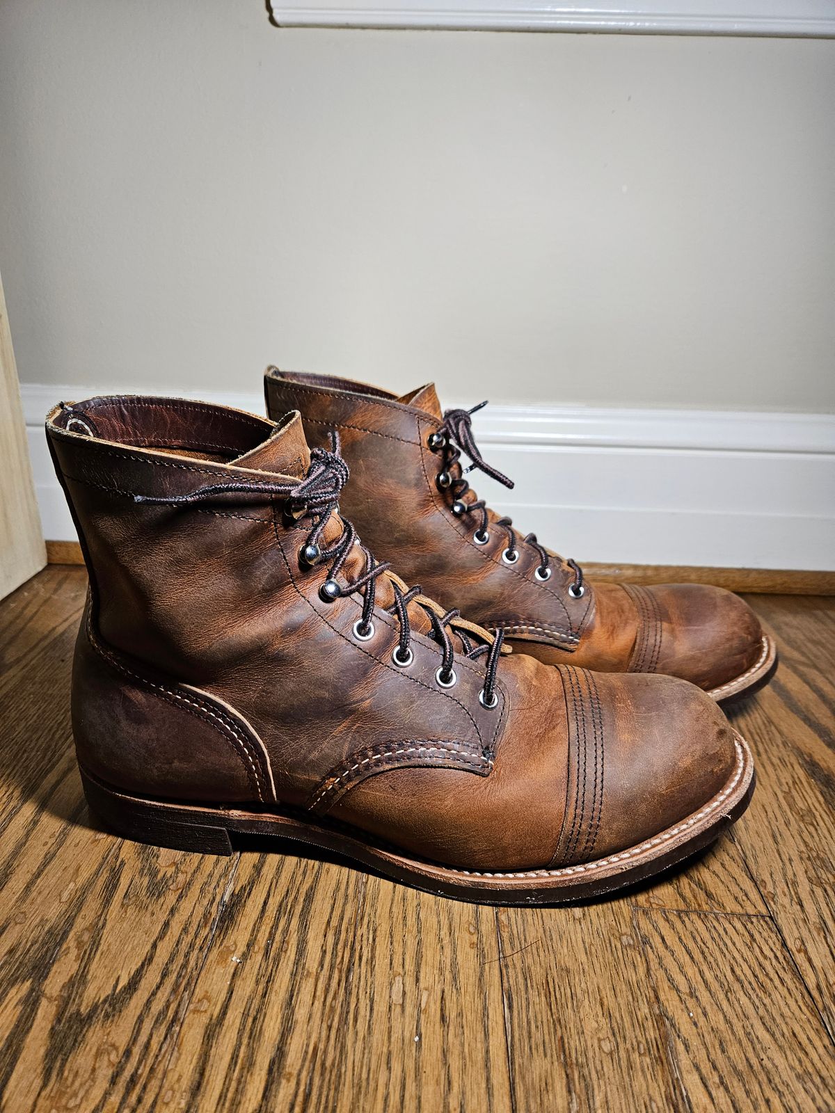 Photo by bars_grover23 on February 6, 2024 of the Red Wing Iron Ranger in S.B. Foot Copper Rough and Tough.