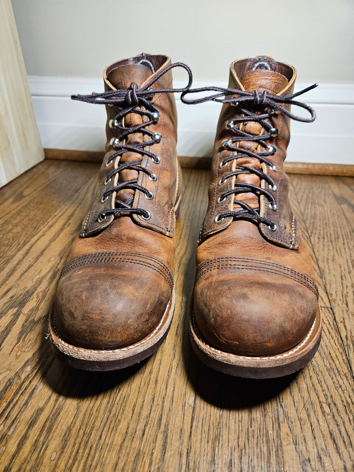 Photo by bars_grover23 on February 6, 2024 of the Red Wing Iron Ranger in S.B. Foot Copper Rough and Tough.