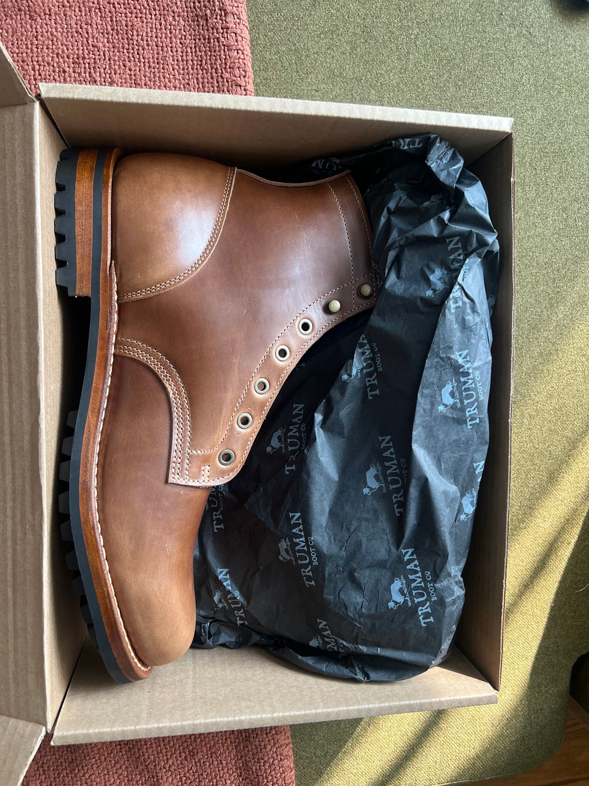 Photo by dandandan on September 5, 2025 of the Truman Plain Toe Boot in Sesame Doubleshot.