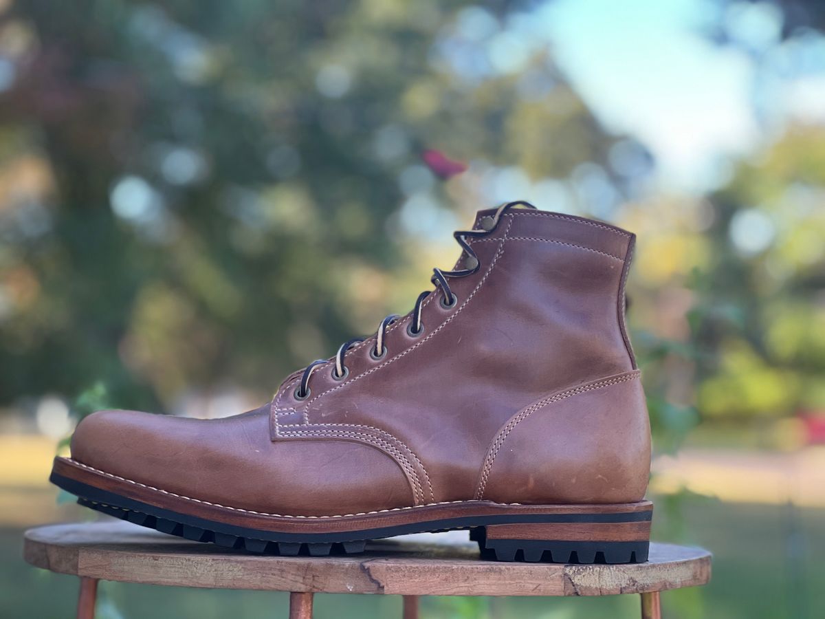 Photo by dandandan on October 4, 2025 of the Truman Plain Toe Boot in Sesame Doubleshot.