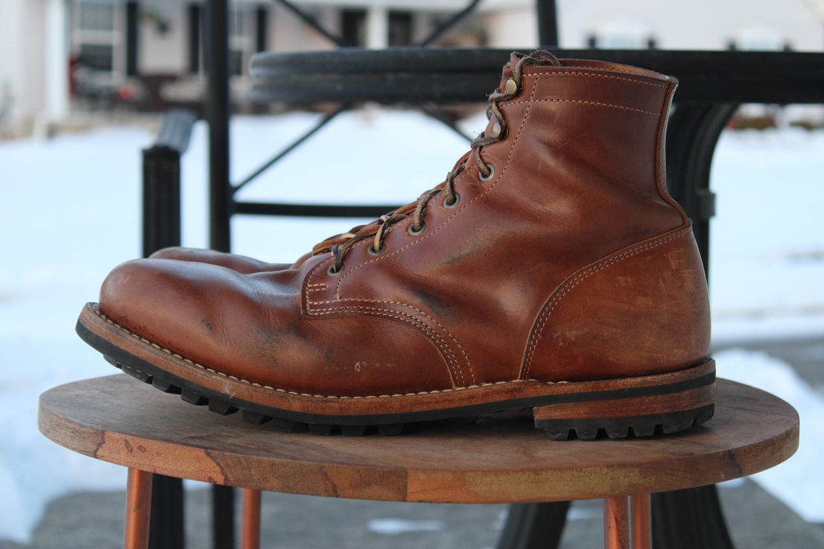 Photo by dandandan on February 1, 2026 of the Truman Plain Toe Boot in Sesame Doubleshot.