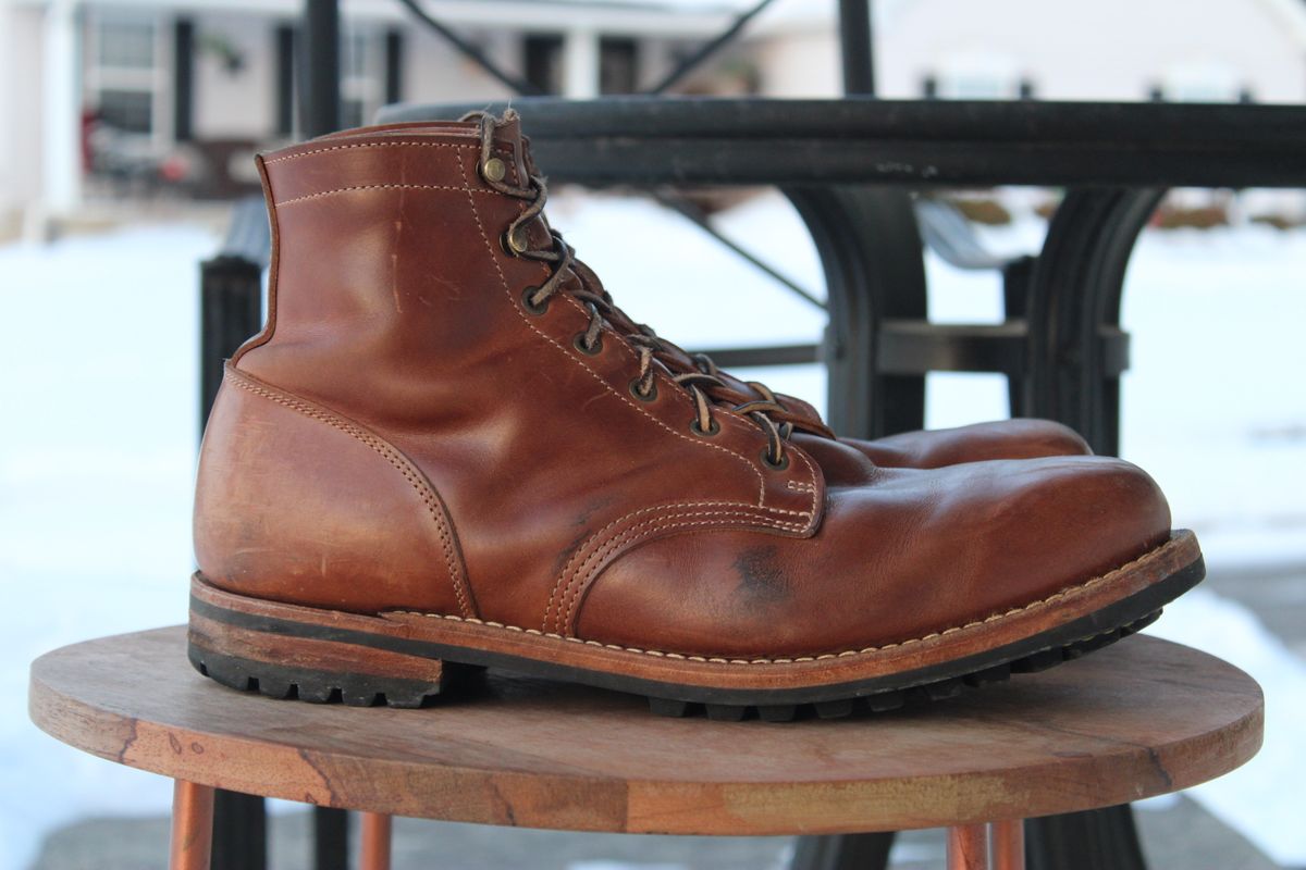 Photo by dandandan on February 1, 2026 of the Truman Plain Toe Boot in Sesame Doubleshot.