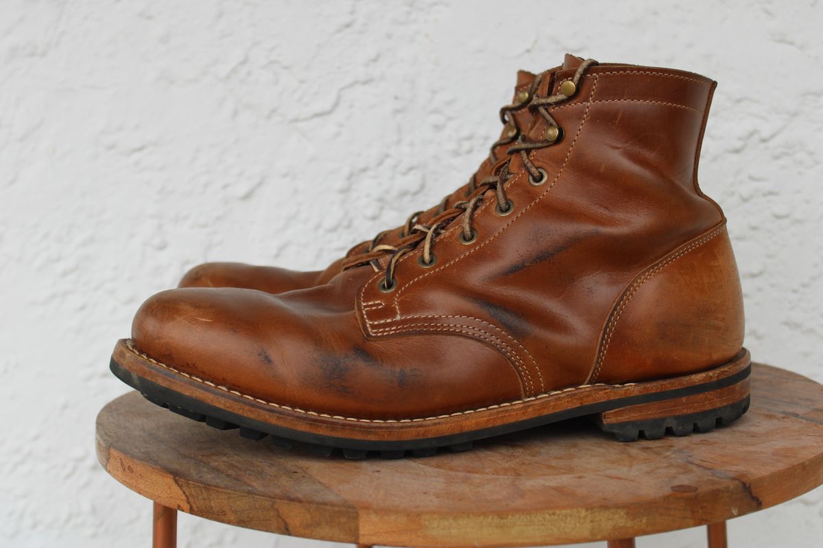 Photo by dandandan on April 5, 2026 of the Truman Plain Toe Boot in Sesame Doubleshot.