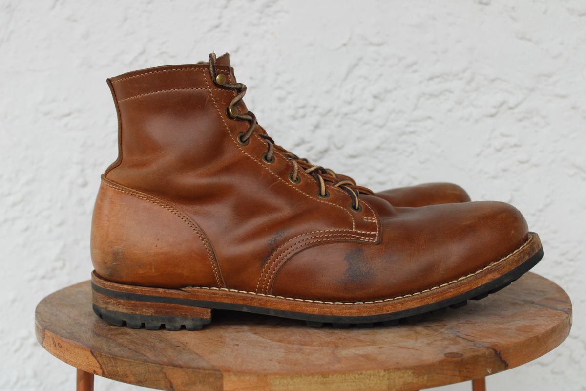 Photo by dandandan on April 5, 2026 of the Truman Plain Toe Boot in Sesame Doubleshot.