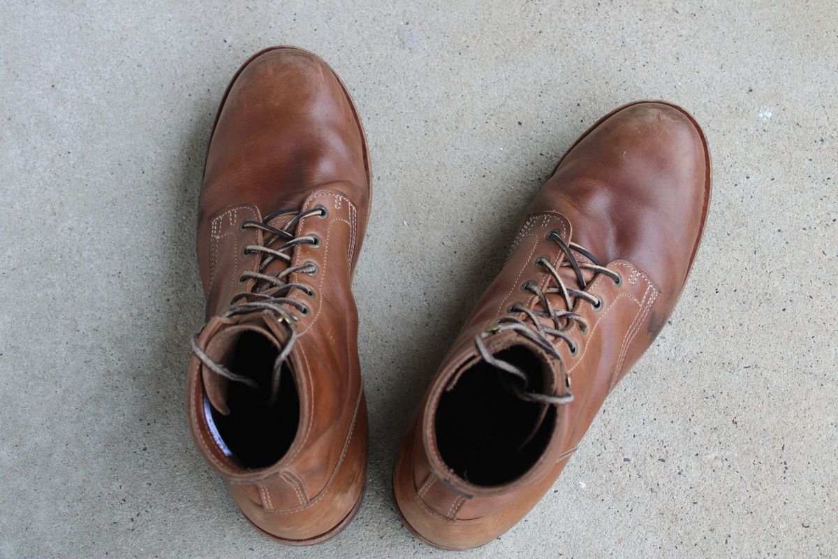 Photo by dandandan on April 5, 2026 of the Truman Plain Toe Boot in Sesame Doubleshot.