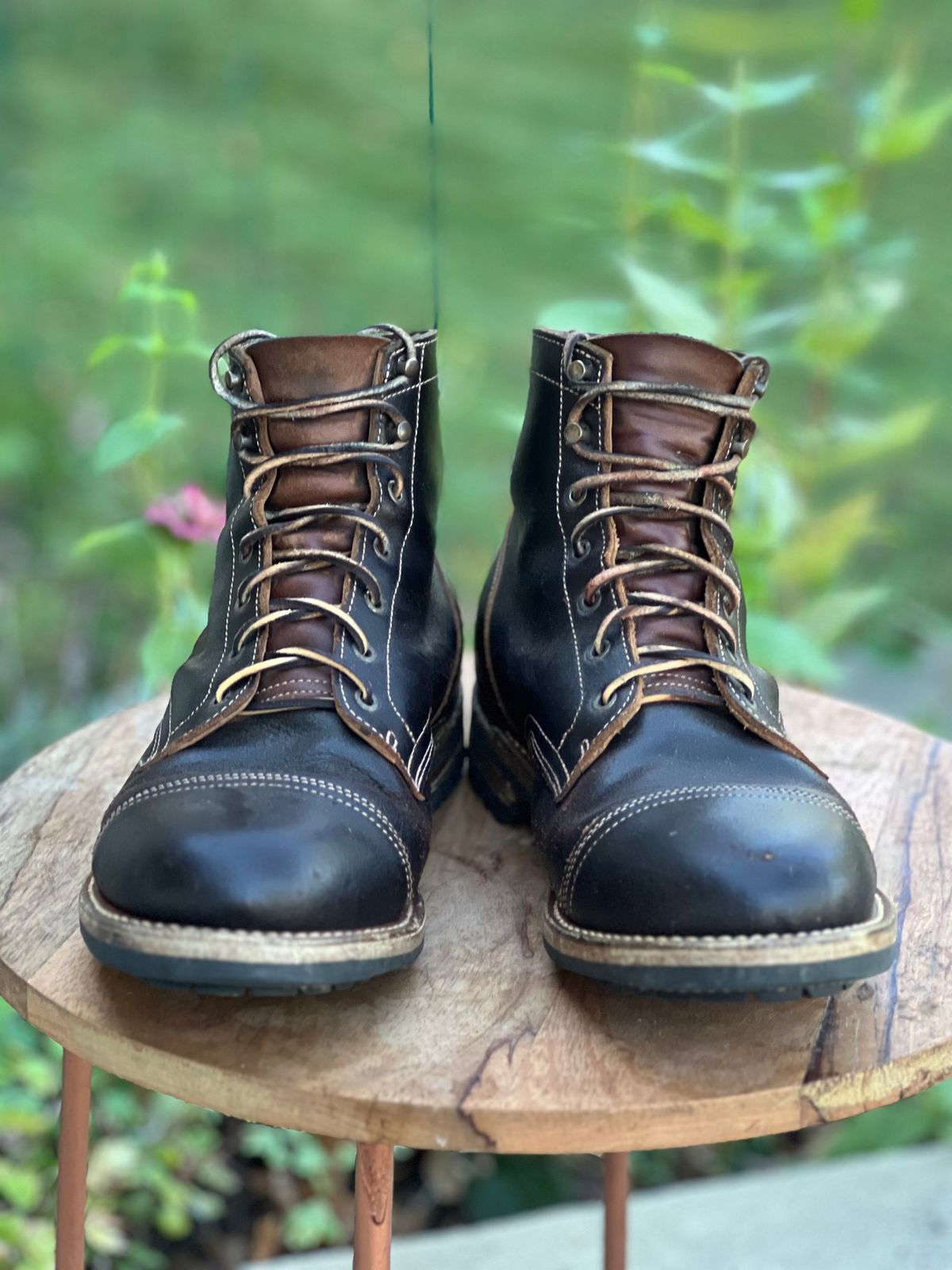 Photo by dandandan on October 4, 2025 of the Truman Cap Toe Boot in Horween Java Waxed Flesh.