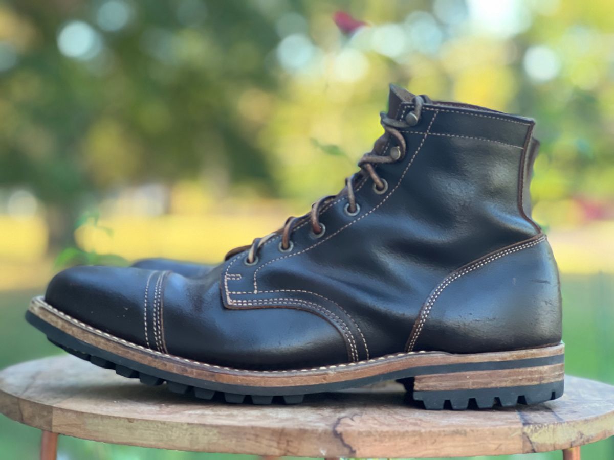 Photo by dandandan on October 4, 2025 of the Truman Cap Toe Boot in Horween Java Waxed Flesh.