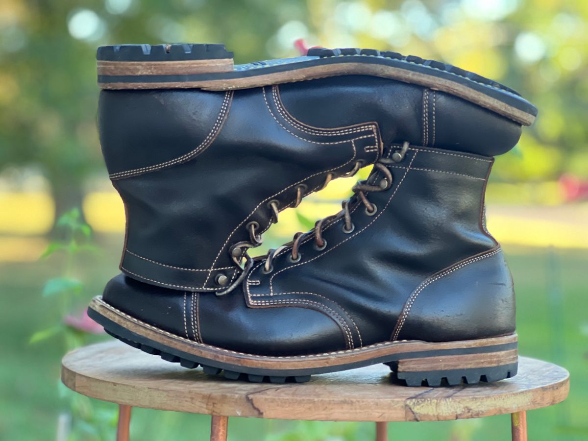 Photo by dandandan on October 4, 2025 of the Truman Cap Toe Boot in Horween Java Waxed Flesh.