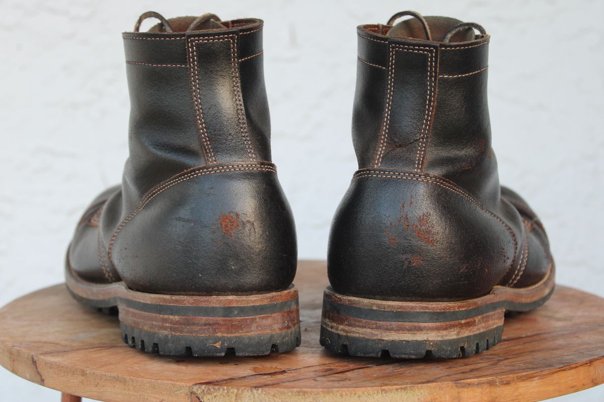 Photo by dandandan on November 2, 2025 of the Truman Cap Toe Boot in Horween Java Waxed Flesh.