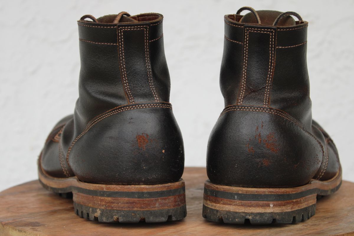 Photo by dandandan on November 30, 2025 of the Truman Cap Toe Boot in Horween Java Waxed Flesh.