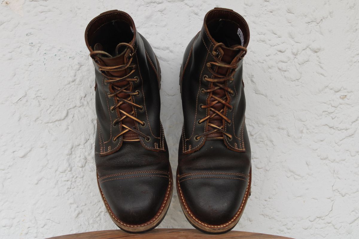 Photo by dandandan on November 30, 2025 of the Truman Cap Toe Boot in Horween Java Waxed Flesh.