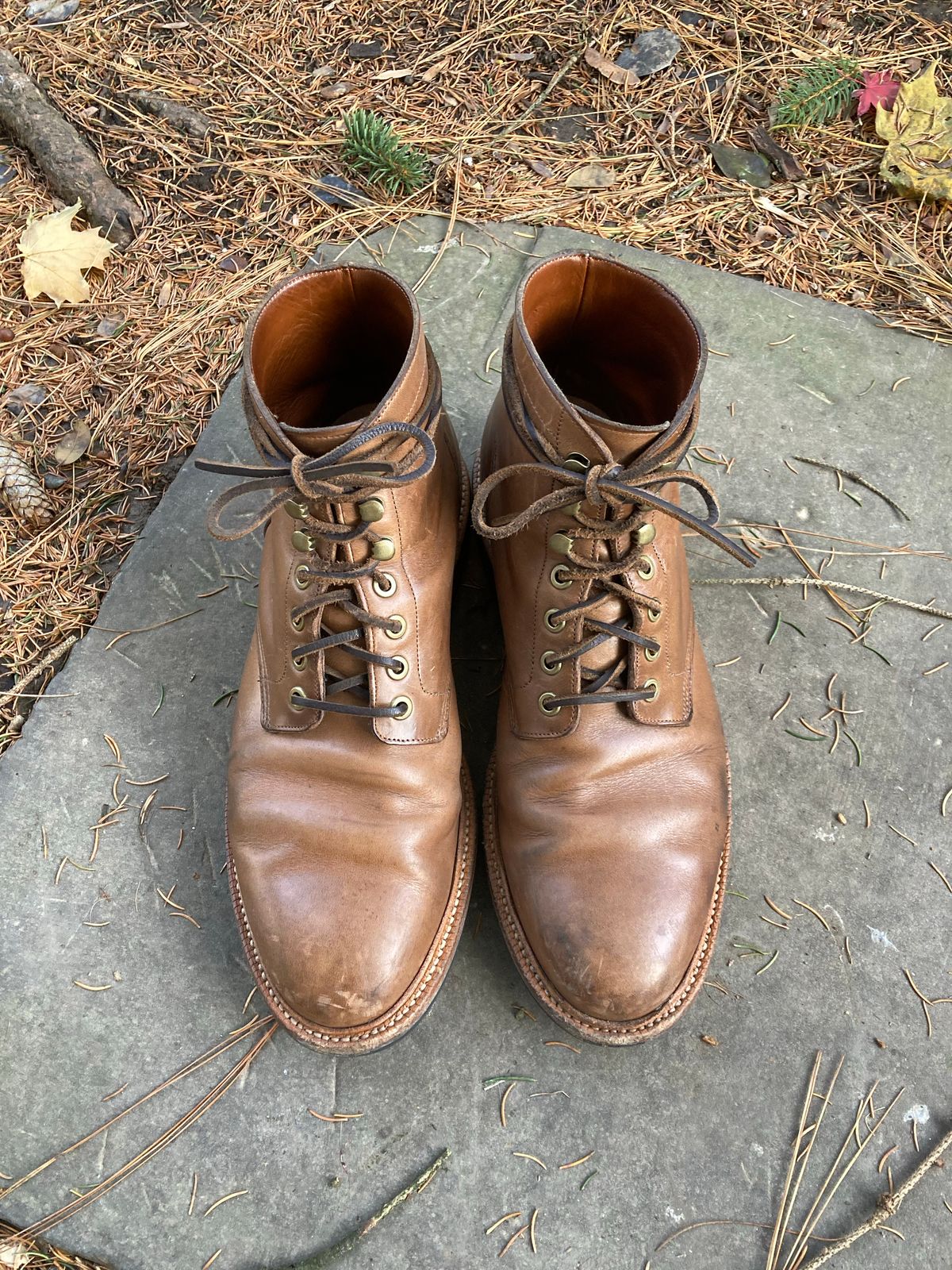 Photo by dandandan on December 4, 2022 of the Grant Stone Diesel Boot in Horween Dune Chromexcel.