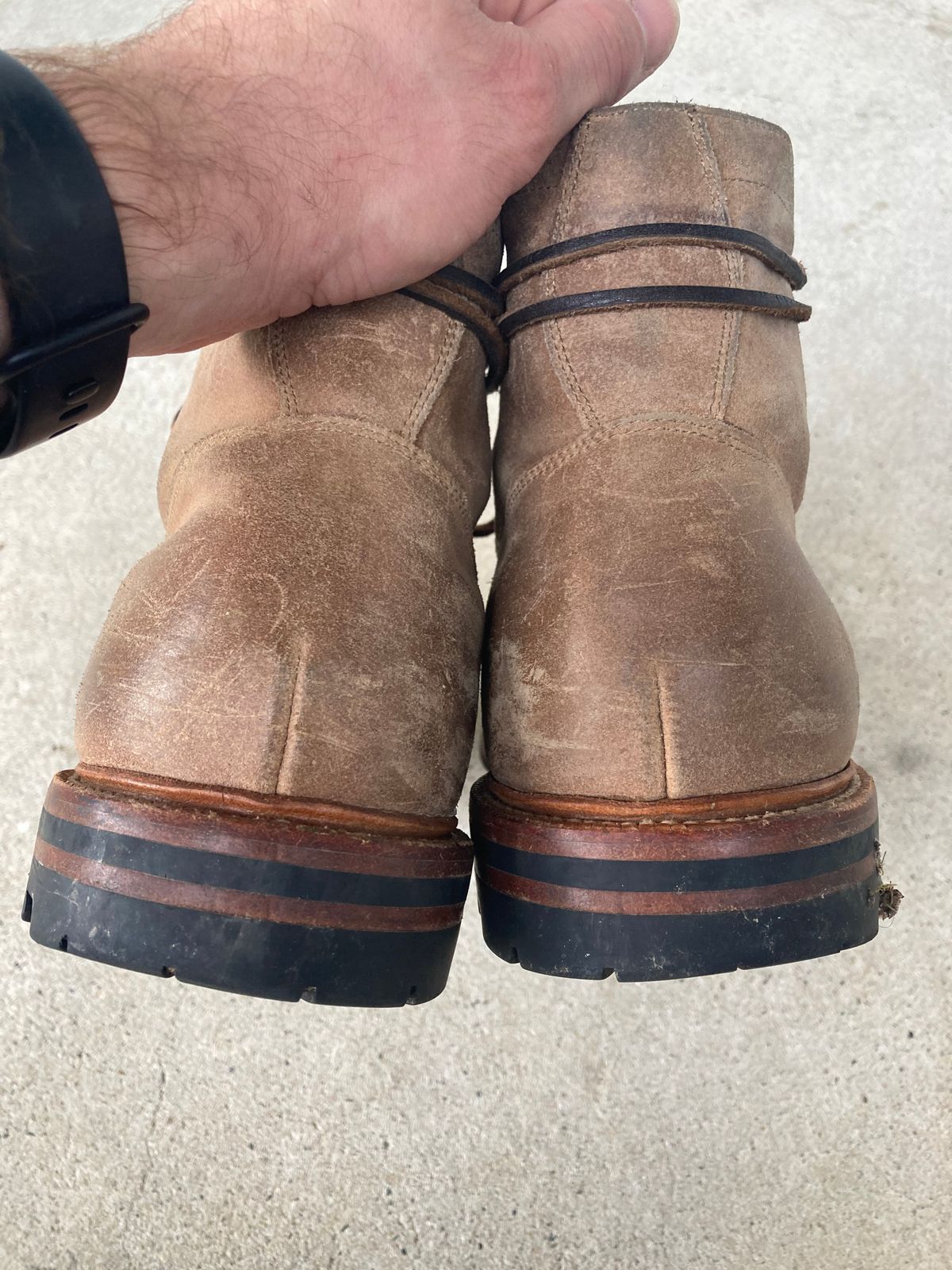 Photo by dandandan on June 25, 2023 of the Grant Stone Diesel Boot in C.F. Stead Natural Waxy Commander Suede.