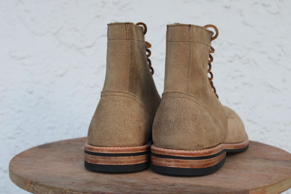 Photo by dandandan on October 2, 2024 of the Oak Street Bootmakers Trench Boot in Horween Natural Chromexcel Roughout.