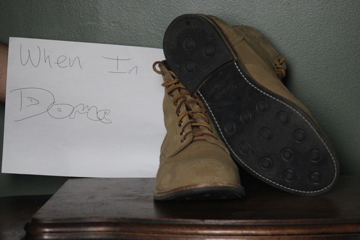Photo by dandandan on November 6, 2024 of the Oak Street Bootmakers Trench Boot in Horween Natural Chromexcel Roughout.