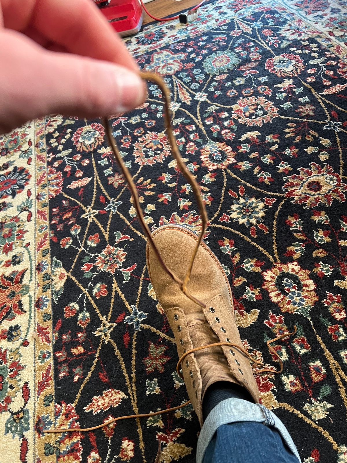 Photo by dandandan on January 15, 2025 of the Oak Street Bootmakers Trench Boot in Horween Natural Chromexcel Roughout.