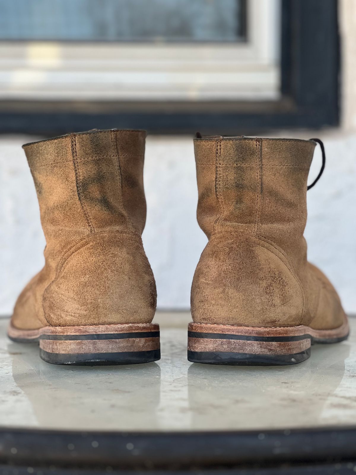 Photo by dandandan on March 2, 2025 of the Oak Street Bootmakers Trench Boot in Horween Natural Chromexcel Roughout.