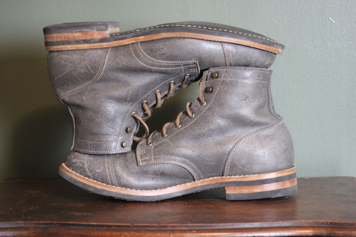 Photo by dandandan on November 3, 2024 of the Truman Cap Toe Boot in C. F. Stead Smokey Gray Waxy Mohawk.