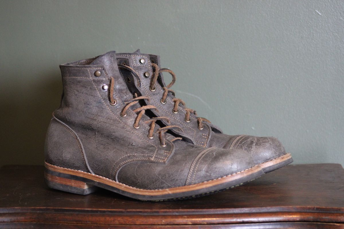 Photo by dandandan on November 3, 2024 of the Truman Cap Toe Boot in C. F. Stead Smokey Gray Waxy Mohawk.