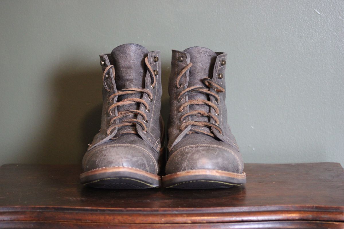 Photo by dandandan on November 3, 2024 of the Truman Cap Toe Boot in C. F. Stead Smokey Gray Waxy Mohawk.