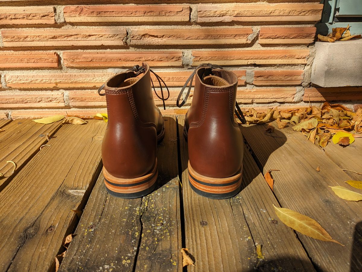 Photo by frog123 on October 24, 2023 of the Viberg Boondocker in Horween Pigment Brown Workshoe Butt.