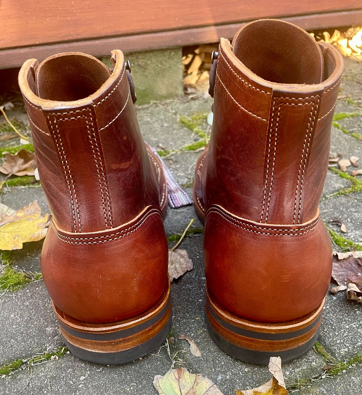 Photo by nomoresayswife on November 1, 2024 of the Truman Cap Toe Boot in Gallun leathers Cognac Horse Rump.