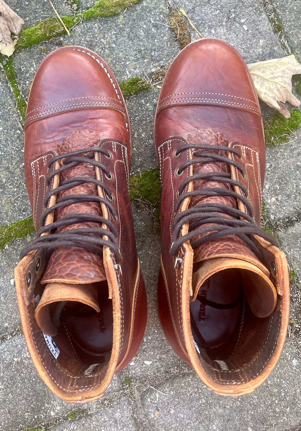 Photo by nomoresayswife on November 1, 2024 of the Truman Cap Toe Boot in Gallun leathers Cognac Horse Rump.