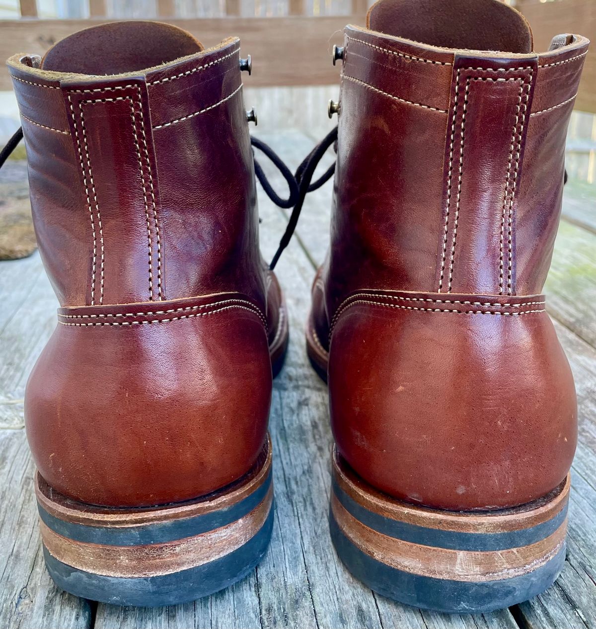 Photo by nomoresayswife on December 2, 2024 of the Truman Cap Toe Boot in Gallun leathers Cognac Horse Rump.