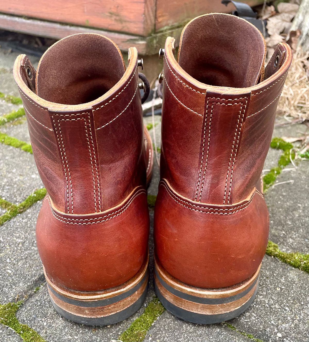 Photo by nomoresayswife on January 4, 2025 of the Truman Cap Toe Boot in Gallun leathers Cognac Horse Rump.