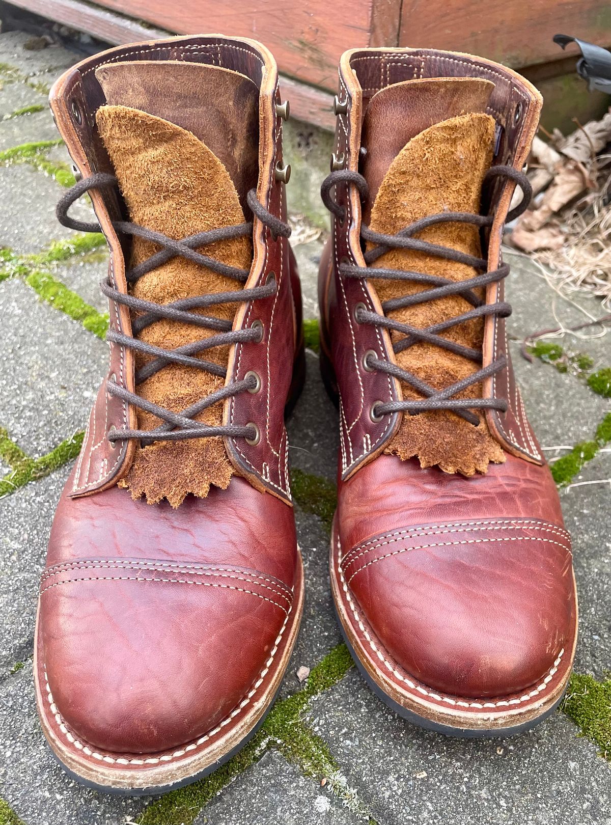 Photo by nomoresayswife on January 4, 2025 of the Truman Cap Toe Boot in Gallun leathers Cognac Horse Rump.