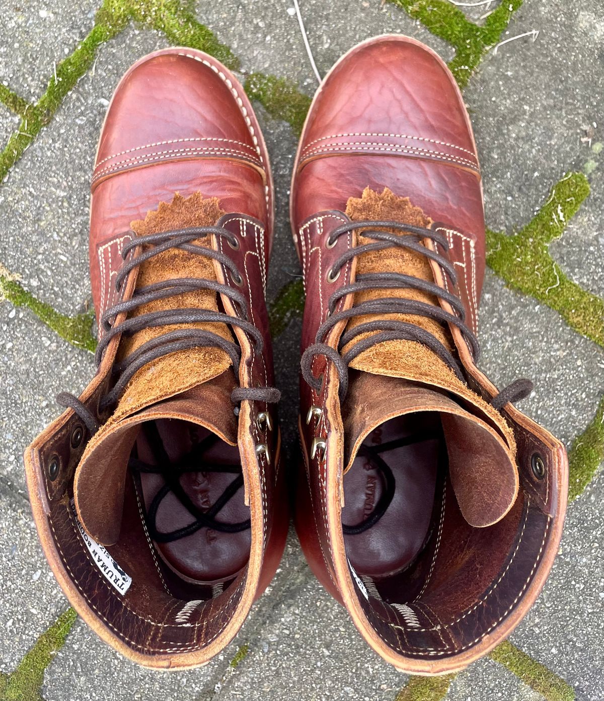 Photo by nomoresayswife on January 4, 2025 of the Truman Cap Toe Boot in Gallun leathers Cognac Horse Rump.